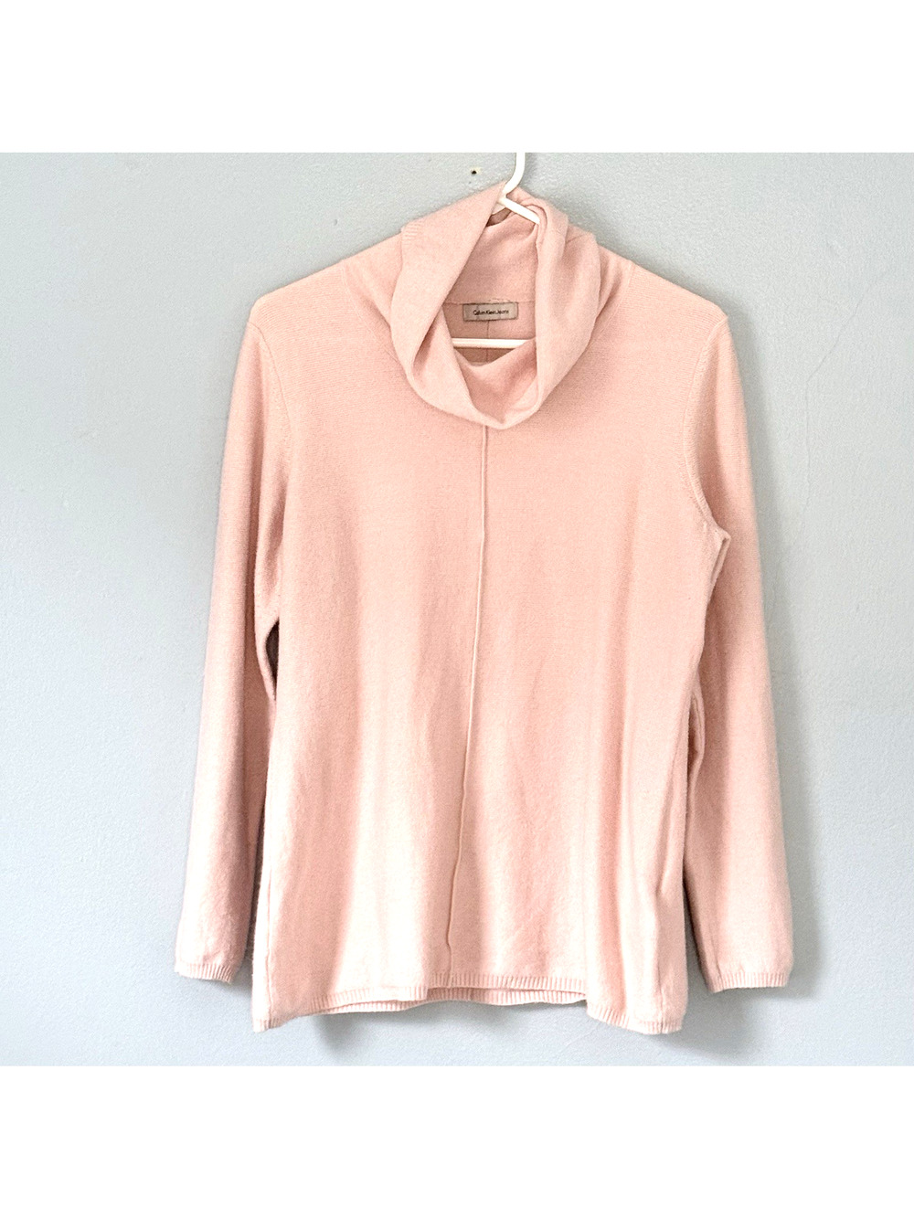 Calvin Klein Sweater Size Medium Blush Pink Turtle Neck Barbie Preppy Pastel